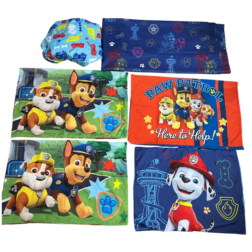 Paw Patrol Full Sheet Set Pillowcase‎ Toddler Kids Bedding Blue Red